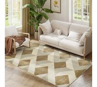 HOMCOM Alfombra Salón 170x120 cm Elementos a Cuadros Crema y Marrón