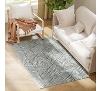 Homcom alfombra salón 170x120 cm alfombra lavable en lavadora pelo corto elementos a líneas tapete para sala de estar dormitorio comedor gris oscuro 1.5 cm
