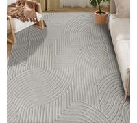 HomCom Alfombra salón 230x160 cm – Pelo corto, base antideslizante, tejida a máquina – Blanco
