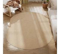 Homcom alfombra salón ovalado 170x120 cm alfombra lavable en lavadora tejido a mano estilo rústico tapete para sala de estar dormitorio comedor exterior beige 120 cm