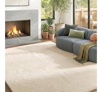 HOMCOM Alfombra Salón Pelo Largo Lavable 120x160 cm Blanco Crema