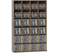 HOMCOM Almacén para CD y DVD, Estante de Almacenamiento, Capacidad máx. 456 CD/336 DVD, 24 Compartimentos y estantes Ajustables, para Oficina, salón, Dormitorio, 89 x 20 x 130,5 cm, marrón