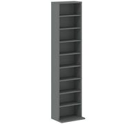 HOMCOM Almacenamiento CD DVD 9 Compartimentos 6 Baldas Regulables Capacidad Máx. 260 CD/120 DVD 33x24x140 cm Gris Aosom España