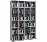 HOMCOM Almacenamiento de CD y DVD, Estantería de Madera con 24 Compartimentos Ajustables, Capacidad Máx. 480 CD/312 DVD, Unidad de Almacenamiento Multimedia, 89 x 20 x 130,5 cm, Gris
