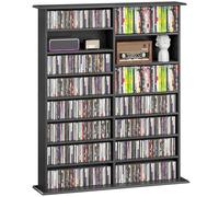HOMCOM - Almacenamiento para CD y DVD, mueble de almacenamiento multimedia, capacidad máx. 720 CD/396 DVD y Blu-Ray, 16 compartimentos y 12 estantes ajustables, para sala de estar, dormitorio, 106,5 x
