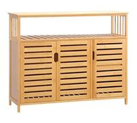 HOMCOM Aparador 3 Puertas Ranuradas con Estantes 100x35x82 cm Natural
