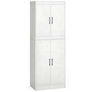 HOMCOM Aparador Alacena de Cocina Aparador de Comedor Moderno con 4 Puertas y 5 Estantes Ajustables Antivuelco para Oficina Salón 60x36x168 cm Blanco