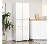 HOMCOM Aparador Alacena de Cocina con 4 Puertas 2 Cajones 60x35x170 cm Blanco White