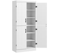 HOMCOM Aparador Alacena de Cocina con 4 Puertas y 6 Estantes Mueble Auxiliar de Estilo Moderno 76x40x176,7 cm Blanco Aosom España