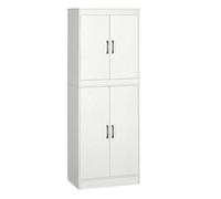 HOMCOM Alacena de Cocina Mueble Auxiliar con 4 Puertas y 5 Estantes Abiertos 60x36x168 cm Blanco Aosom España