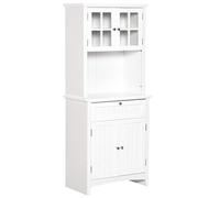 HOMCOM Aparador Alacena de Cocina Mueble Auxiliar para Microondas con 2 Armarios y Cajón 68,6x40x164 cm Blanco