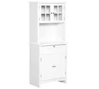 HOMCOM Aparador Alacena de Cocina Mueble Auxiliar para Microondas con 2 Armarios y Cajón 68,6x40x164 cm Blanco White 68.6x40x164cm