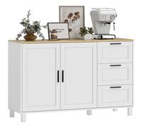 HOMCOM Aparador de 2 Puertas de Cierre Suave Blanco 120x38x76 cm | Aparador de Salón, Estantes Ajustables, Compartimento Abierto, Patas de Madera, para Entrada, Dormitorio