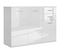 HOMCOM Aparador Armario de Cocina con 2 Puertas Buffet de Salón con 2 Cajones Estante Ajustable Estilo Moderno para Comedor 106x35x76cm Blanco Brillante