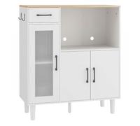 Homcom aparador, armario de cocina moderno con puerta de acrílico, cajón, estante ajustable, compartimento abierto, aparador para cocina, comedor, 80x34x91 cm, blanco