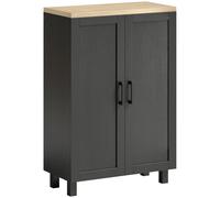 HOMCOM Aparador Cocina Estrecho de 2 Puertas Aparador 60x30x90 cm Salón con Estante Ajustable para Entrada Negro Aosom España