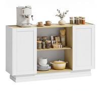 HOMCOM Aparador con 2 Estantes Abiertos 133x35x79,7 cm Natural y Blanco