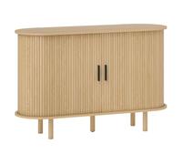 Homcom aparador con puertas tambour deslizantes, aparador para salón moderno, con 4 compartimentos y patas de madera, para cocina, entrada, dormitorio, roble, 120x40x78 cm