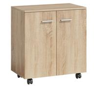Homcom aparador con ruedas, aparador de salón con 2 puertas y estantes, para sala de estar, dormitorio, oficina, 60x35x65 cm, natural