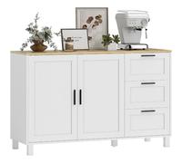 HOMCOM Aparador , Aparador para Salón Moderno, Cajones, Estante Ajustable y Patas de Madera, para Comedor, Entrada, Dormitorio, 120x38x76 cm