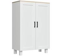 HOMCOM Mueble Auxiliar Moderno con 2 Puertas Estante Ajustable y Base Elevada para Salón Cocina Comedor 60x30x90 cm Blanco Aosom España