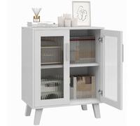 HOMCOM Aparador de 2 Puertas, Puertas Transparentes, Blanco, 61x35x75 cm