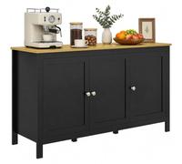 Homcom aparador de 3 puertas, aparador de salón con estantes ajustables, para cocina, entrada, comedor, dormitorio, negro, 120x40x70 cm 120 cm