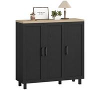 HOMCOM Aparador de 3 Puertas Mueble Auxiliar de Cocina 90x30x90 cm Negro | Aparador de Salón Estrecho, Armario de Cocina, Entrada, Dormitorio