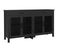HOMCOM Aparador de 4 puertas con estantes regulables y 2 cajones para salón cocina comedor - estilo industrial - 150 x 40 x 85 cm negro Black