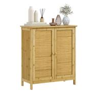 HOMCOM Aparador de Bambú de 2 Puertas con 2 Estantes Natural 60x27x67,5 cm Madera Natural