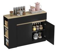 HOMCOM Aparador de Cocina con 2 Cajones 3 Estantes Abiertos 110x29,5x82 cm Negro Negro