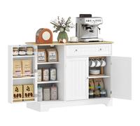 HOMCOM Aparador de Cocina Armario de Cocina Alacena con Estante de Puerta Cajón Puertas Magnéticas Estantes Ajustables Aparador para Comedor 105x40x83 cm Blanco y Roble White 105x40x83cm