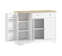 HOMCOM Aparador de Cocina Armario de Cocina Alacena con Estante de Puerta Cajón Puertas Magnéticas Estantes Ajustables Aparador para Comedor 105x40x83 cm Blanco y Roble White 105x40x83cm
