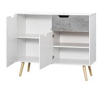 HOMCOM Aparador de Cocina Buffet 2 Puertas 1 Cajón 98x39x81,5 cm Blanco