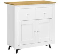 HOMCOM Aparador de Cocina Buffet Auxiliar de Comedor con Puertas Dobles y 2 Cajones para Salón Entrada 78x35x80 cm Blanco Aosom España