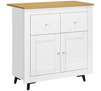 HOMCOM Aparador de Cocina Buffet Auxiliar de Comedor Moderno con Puertas Dobles y 2 Cajones para Salón Entrada Oficina 78x35x80 cm Blanco