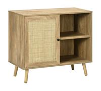 HomCom Aparador de cocina Buffet 80x39x70 cm con puerta de ratán y 2 estantes Natural
