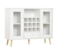 HOMCOM Aparador Buffet de Cocina Moderno Alacena de Almacenaje con Botellero Cajón Estante 2 Armarios Puertas de Cristal para Comedor Aosom España