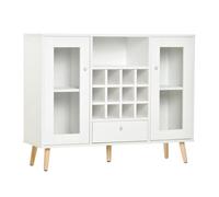 HOMCOM Aparador Buffet de Cocina Moderno Alacena de Almacenaje con Botellero Cajón Estante 2 Armarios Puertas de Cristal para Comedor Aosom España