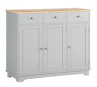 HOMCOM Aparador de Cocina con 3 Cajones 3 Puertas y Estantes Ajustables Mueble Auxiliar de Almacenaje para Comedor Salón Estilo Moderno Antivuelco 101x40x85 cm Gris