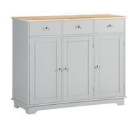 Homcom aparador de cocina con 3 cajones 3 puertas y estantes ajustables mueble auxiliar de almacenaje para comedor salón estilo moderno antivuelco 101x40x85 cm gris