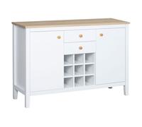 Homcom aparador de cocina con botellero aparador con 2 cajones 2 puertas estantes ajustables para 9 botellas buffet auxiliar de cocina para comedor salón 110x35x75 cm blanco