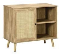 HomCom Aparador de cocina Buffet 80x39x70 cm con puerta de ratán y 2 estantes Natural