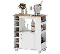 HOMCOM Aparador de Cocina con Ruedas para Microondas 75x39,5x88 cm Blanco