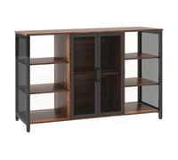 HOMCOM Aparador de Cocina Industrial Mueble Buffet Auxiliar con 6 Estantes Abiertos Porta Copas y Estante Ajustable para Bar Comedor 120x40x76 cm Marrón Rústico
