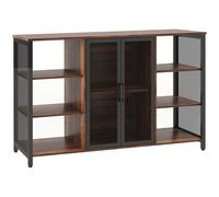 HOMCOM Aparador de Cocina Industrial Mueble Buffet Auxiliar con 6 Estantes Abiertos Porta Copas y Estante Ajustable para Bar Comedor 120x40x76 cm MarrónRústico Rustic brown 120x40x76cm