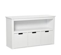 HomCom Aparador de salón 3 cajones extraíbles y estantes abiertos 102x33x61,5 cm Blanco