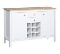 HOMCOM Aparador de Cocina Moderno con Cajones y Botellero Mueble Auxiliar para Comedor Salón 110x35x75 cm Blanco