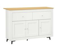 HOMCOM Aparador de Cocina Mueble Auxiliar de Cocina Mueble de TV con 2 Cajones 3 Puertas y Estante Ajustable para Comedor Salón 117x35x80 cm Blanco