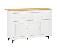 HOMCOM Aparador Cocina Mueble Auxiliar con Cajones de Madera y Estante Ajustable 117x35x80 cm Blanco Aosom España